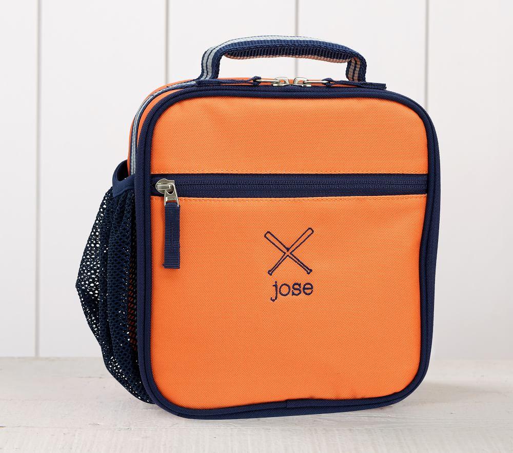 Mackenzie Orange Navy Trim Solid Lunch Box
